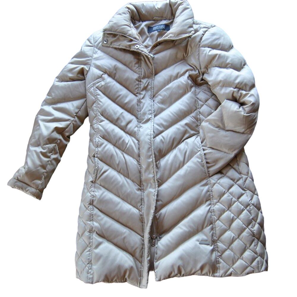 Kenneth Cole Reaction Long Tan Puffer Jacket Medium